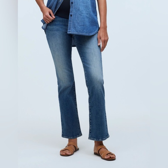 NWOT Madewell Maternity Over-the-Belly Kick Out Crop Jeans in Oneida Wash - 25 - Picture 3 of 9